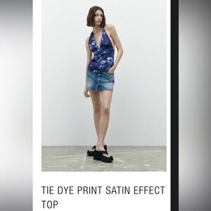 Zara halter tie dye satin top